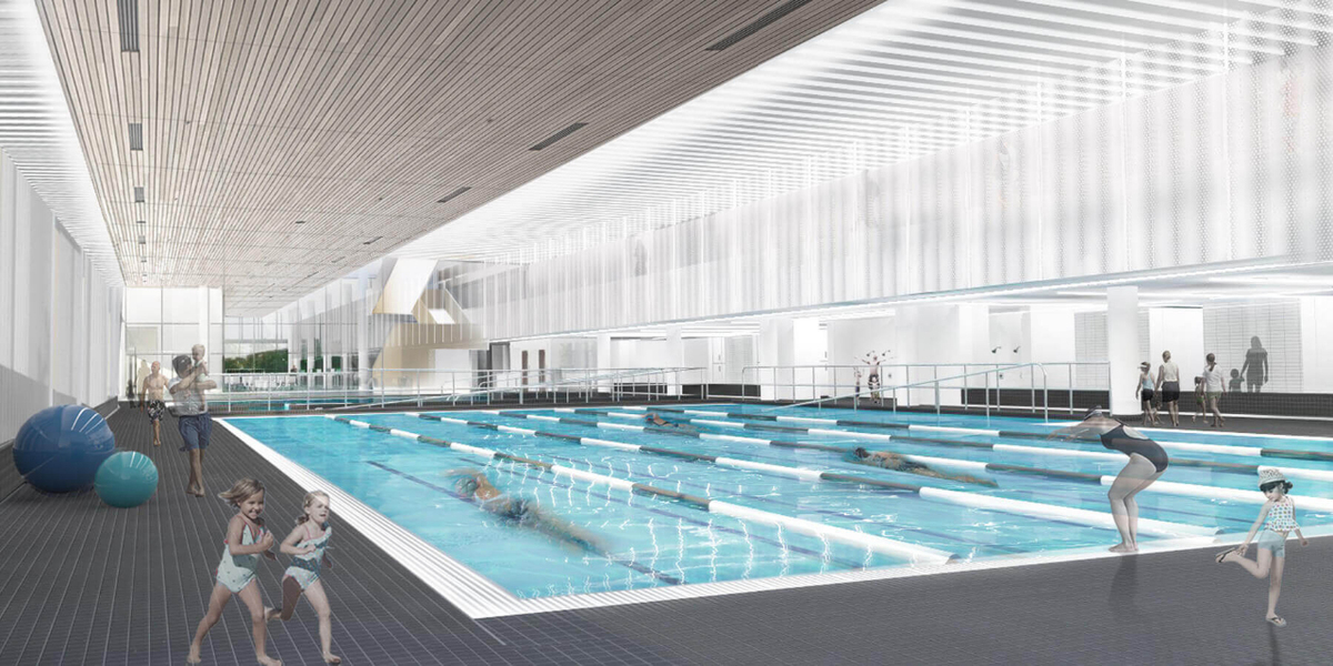 Rendering of the future Bessarion Community Centre's indoor aquatic facility